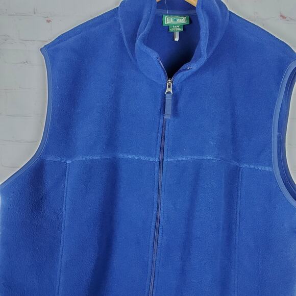 LL Bean Fleece Vest Men XL Tall Blue Polartec Full Zip Outdoors Zip Pockets Warm - Picture 4 of 12
